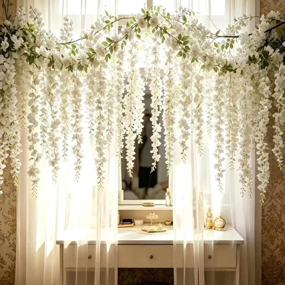 250cm Artificial White Rose Vine Garland – Wedding & Home Décor
