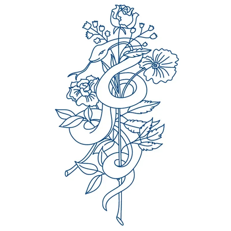 Blue Snake Temporary Tattoo Sticker – Waterproof Body Art