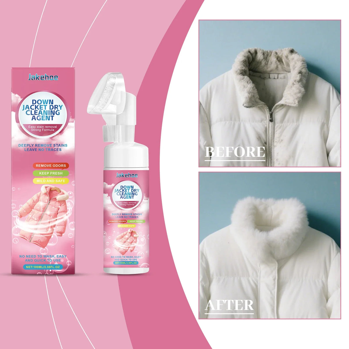 JAKEHOE Down Jacket Dry Cleaning Spray | Stain & Odor Remover