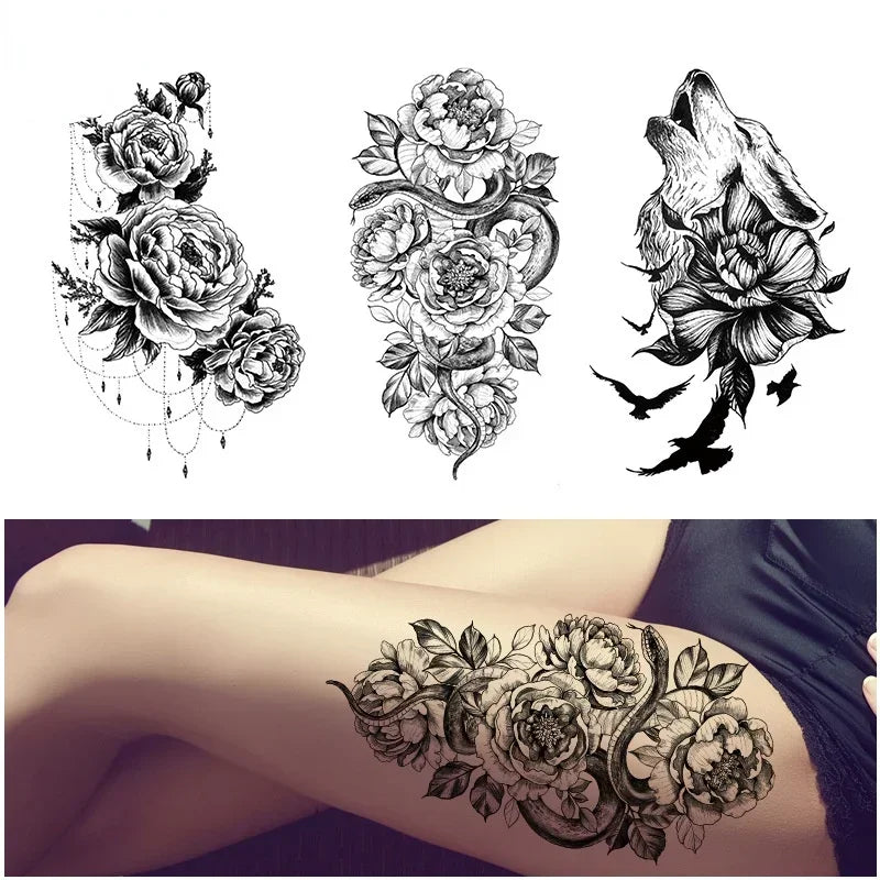 Realistic Rose Temporary Tattoo Sticker – Waterproof Floral Art