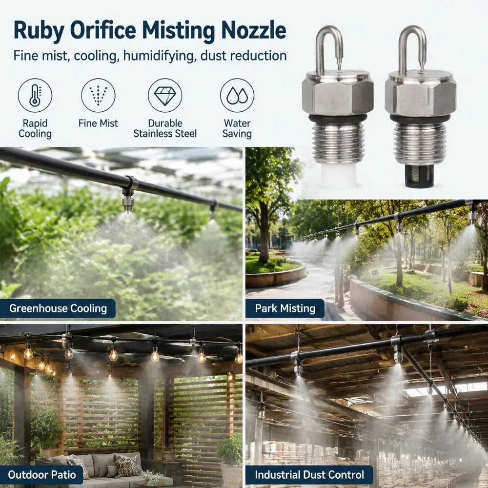 Ruby Impact Misting Nozzle 1/8" – 304 Stainless Steel + Filter