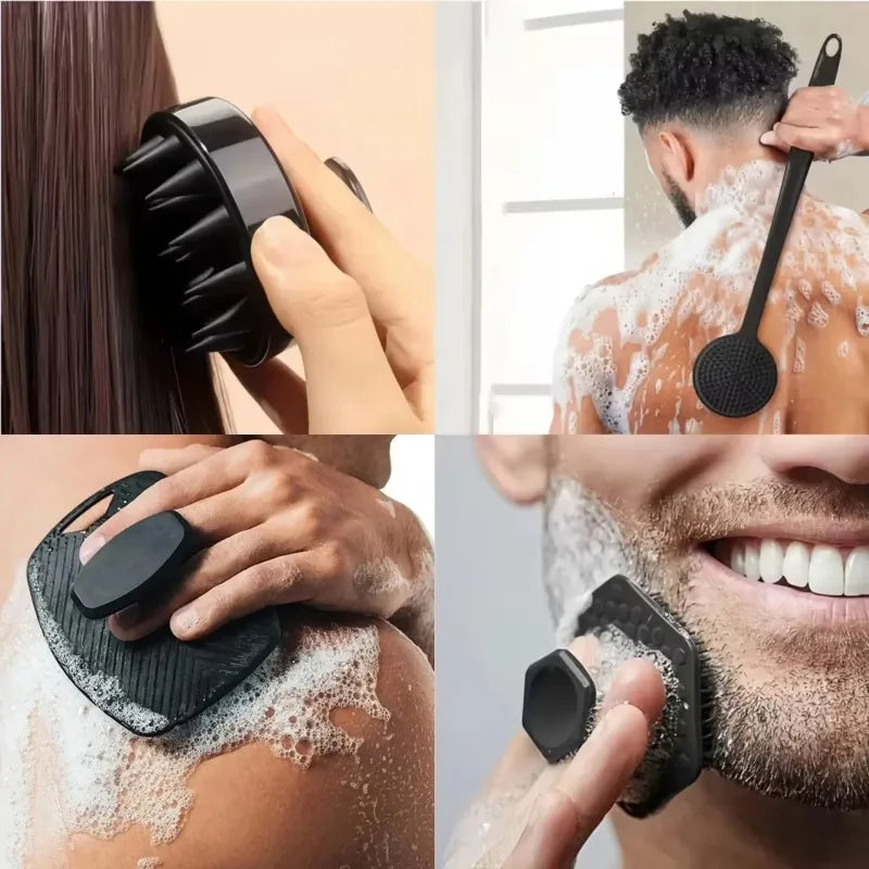 4PCS Silicone Body Scrubber Set – Exfoliating Shower Brush Kit