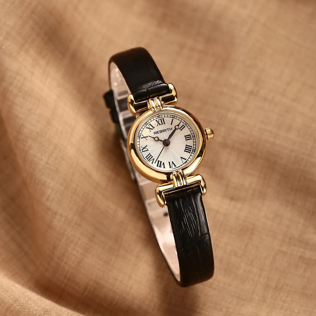 REBIRTH Retro Quartz Women's Watch – Roman Numeral Leather