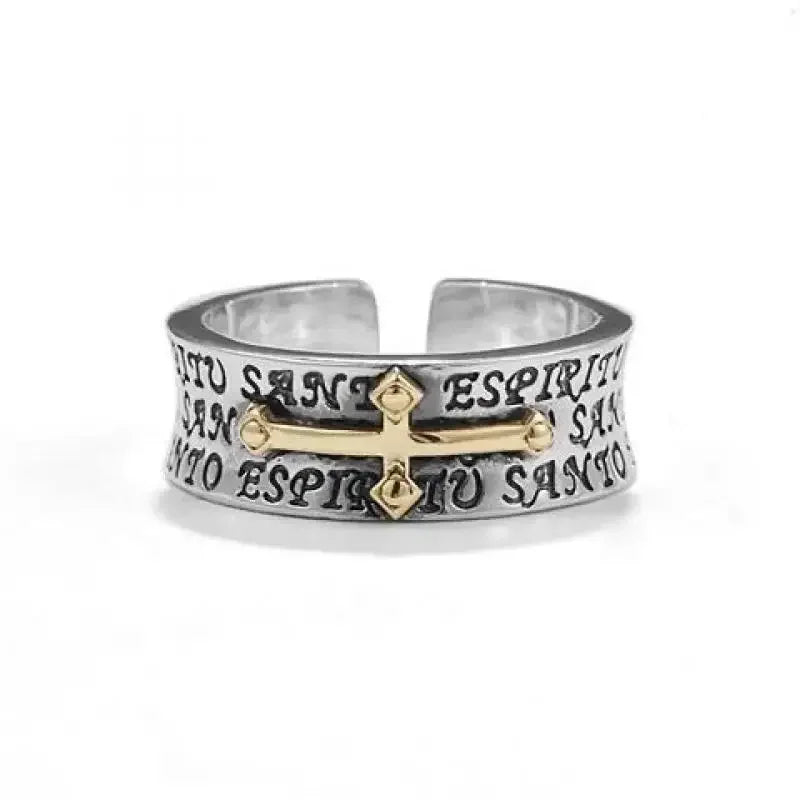 Vintage Cross Virgin Mary Adjustable Ring – Silver Fashion Jewelry