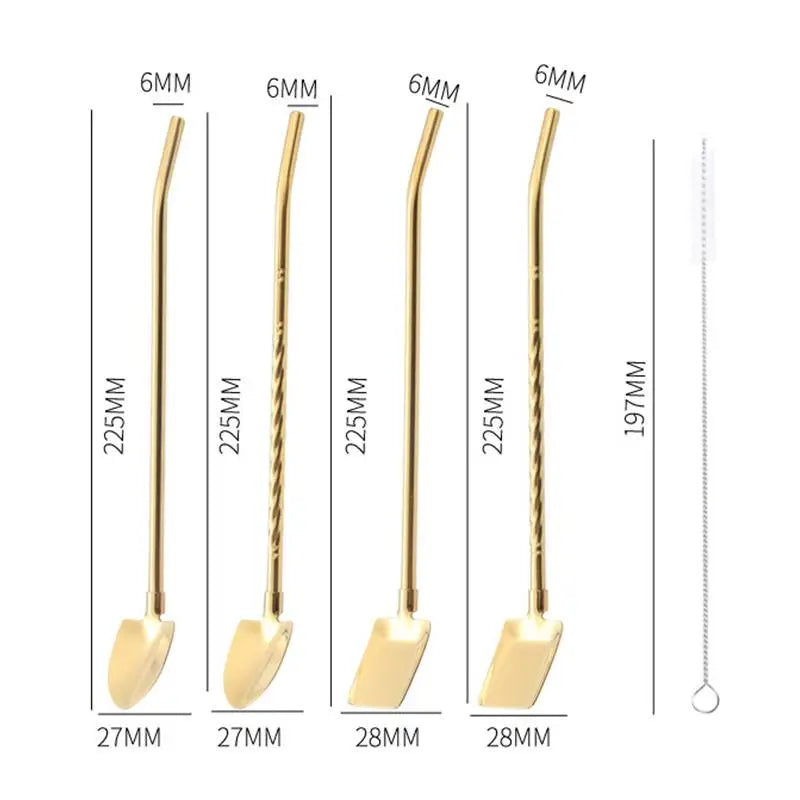 Stainless Steel Spoon Straw – Shovel Shape for Drinks & Ice Cream