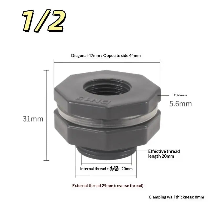 PVC IBC Water Tank Adapter with Valve for Garden Irrigation