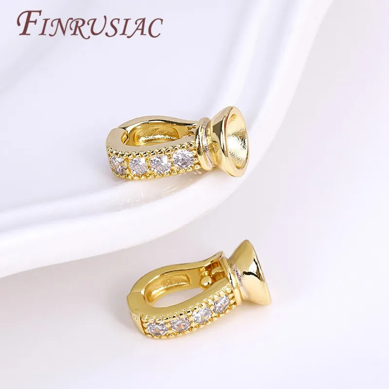 18K Gold Plated Zircon End Cap Clasp – DIY Necklace Making