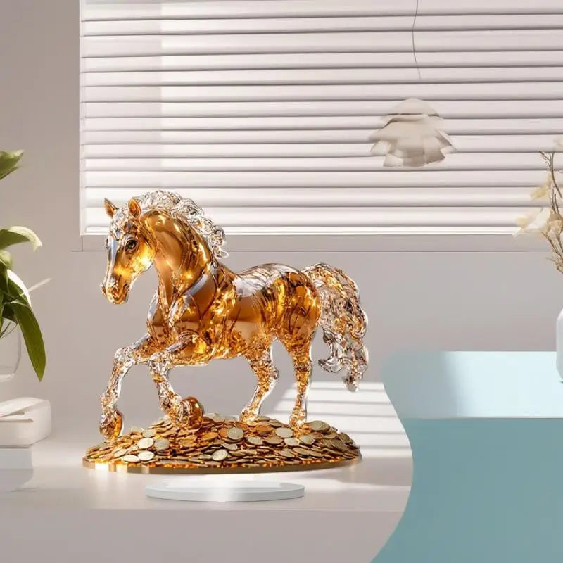 Acrylic Horse Stand Decoration – 2D Flat Modern Tabletop Ornament