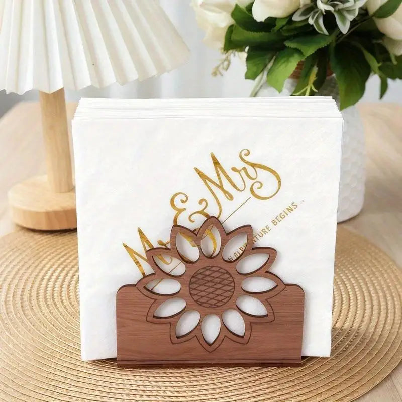 Wooden Sunflower Napkin Holder – Farmhouse Table Decor