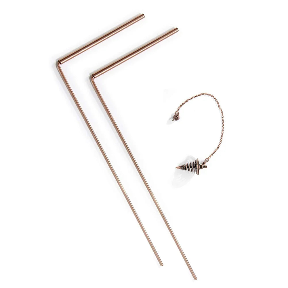 99.9% Pure Copper Dowsing Rods & Divination Pendulum Kit