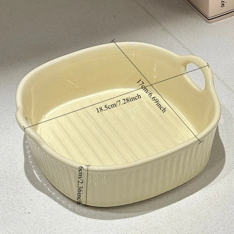 Ceramic Air Fryer Baking Bowl – Heat-Resistant Square Dish