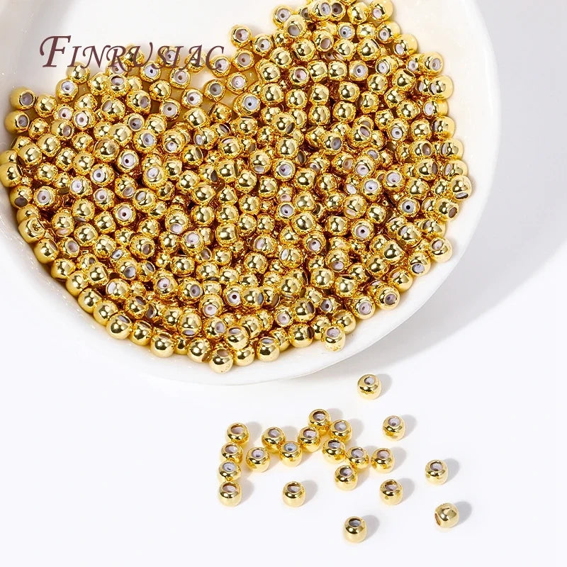 20pcs 18K Gold Plated Brass Rondelle Stopper Beads 3–8mm Silicone