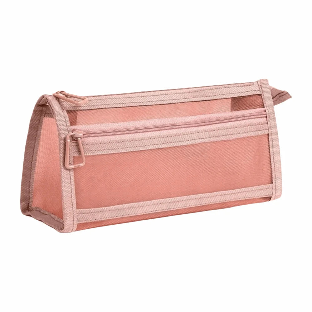 Transparent Mesh Pencil Case – Double Layer Large Capacity