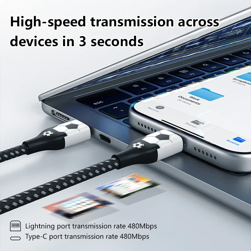 P3 Football Style Braided Fast Charging Cable – Apple & Android