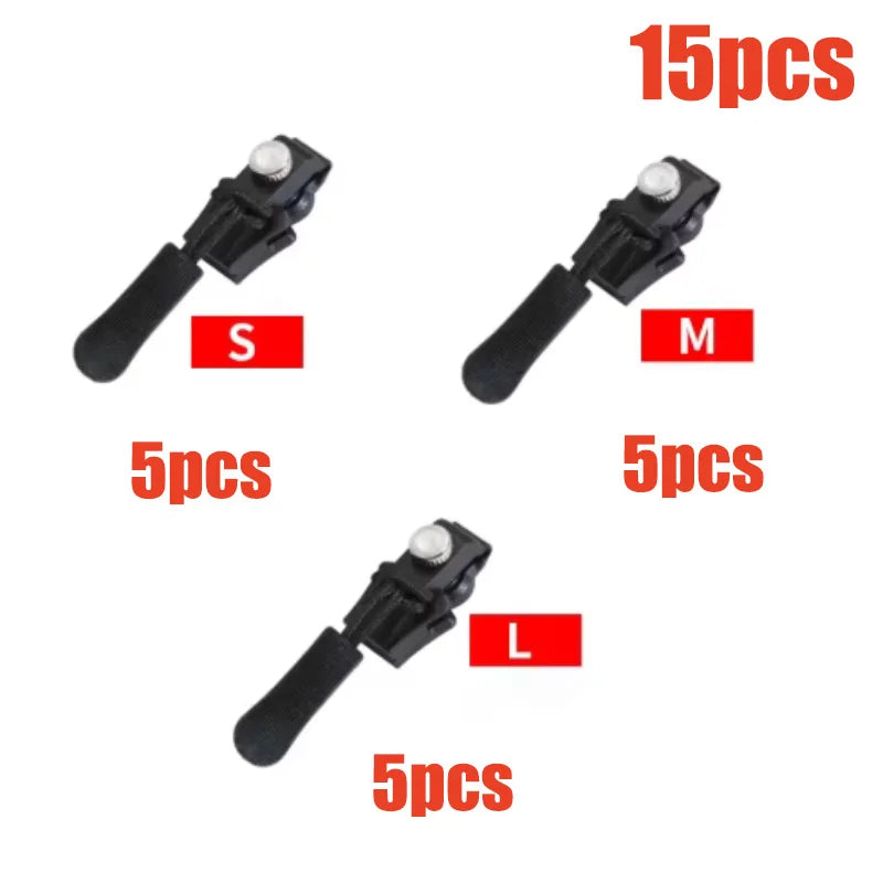Zipper Repair Kit 3–60 Pcs | Replacement Slider Pull 3 Sizes
