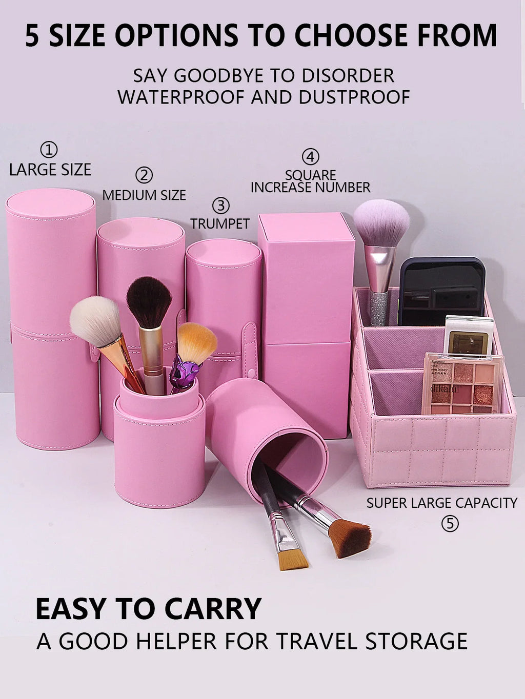 Large Capacity PU Leather Makeup Storage Box & Desk Organizer