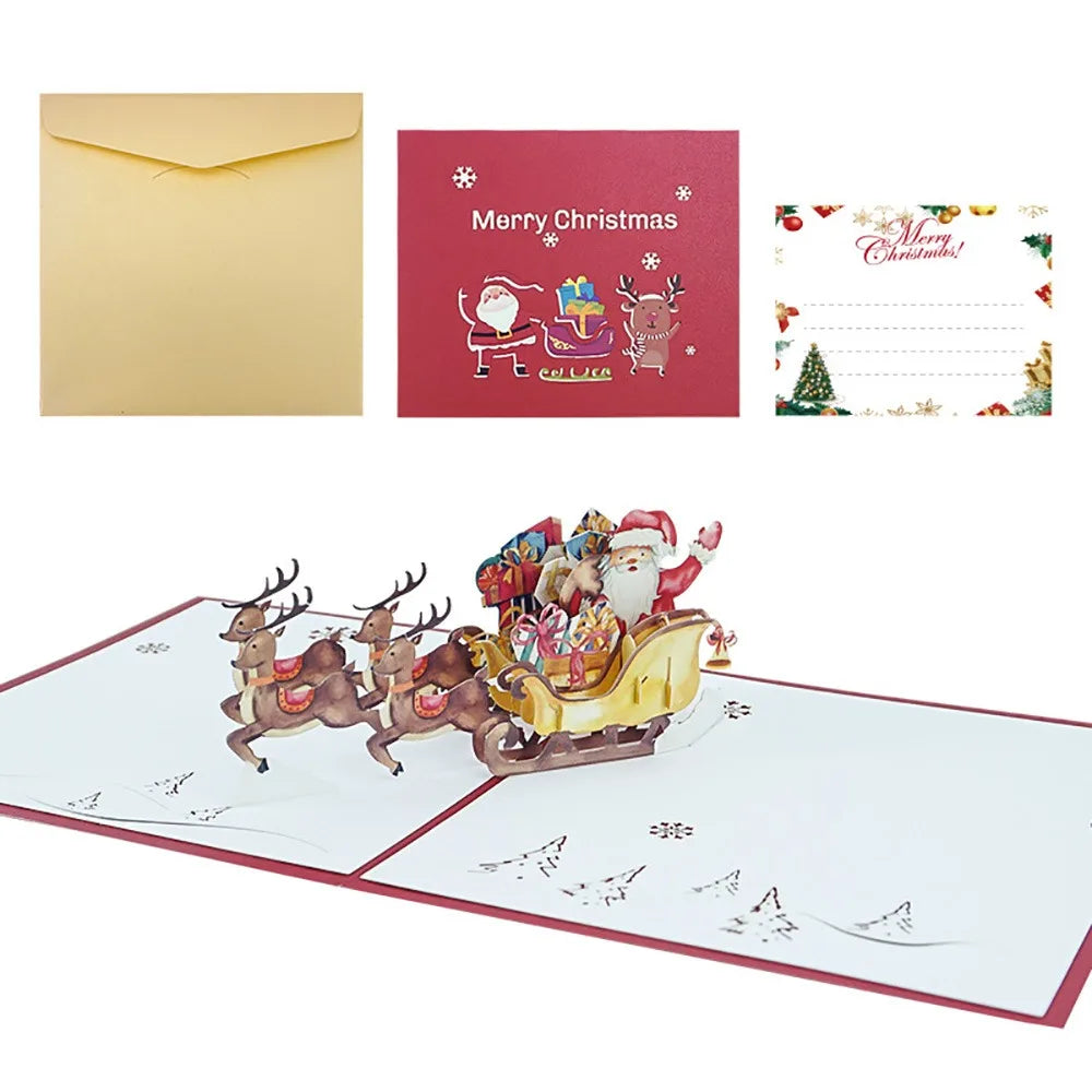 3D Pop-Up Christmas Cards with Envelope – Cartoon Santa