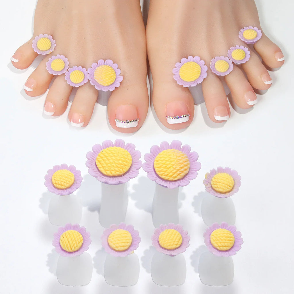 8-Piece Silicone Flower Toe Separators for Pedicure | Nixie