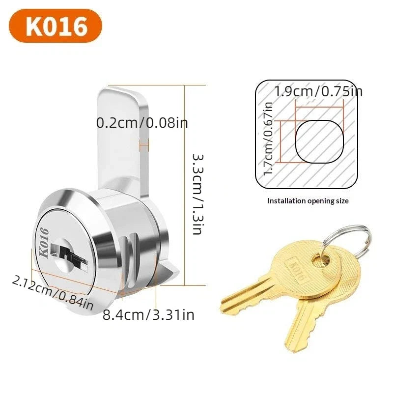 Zinc Alloy Drawer Lock with 2 Keys – Cabinet & Locker