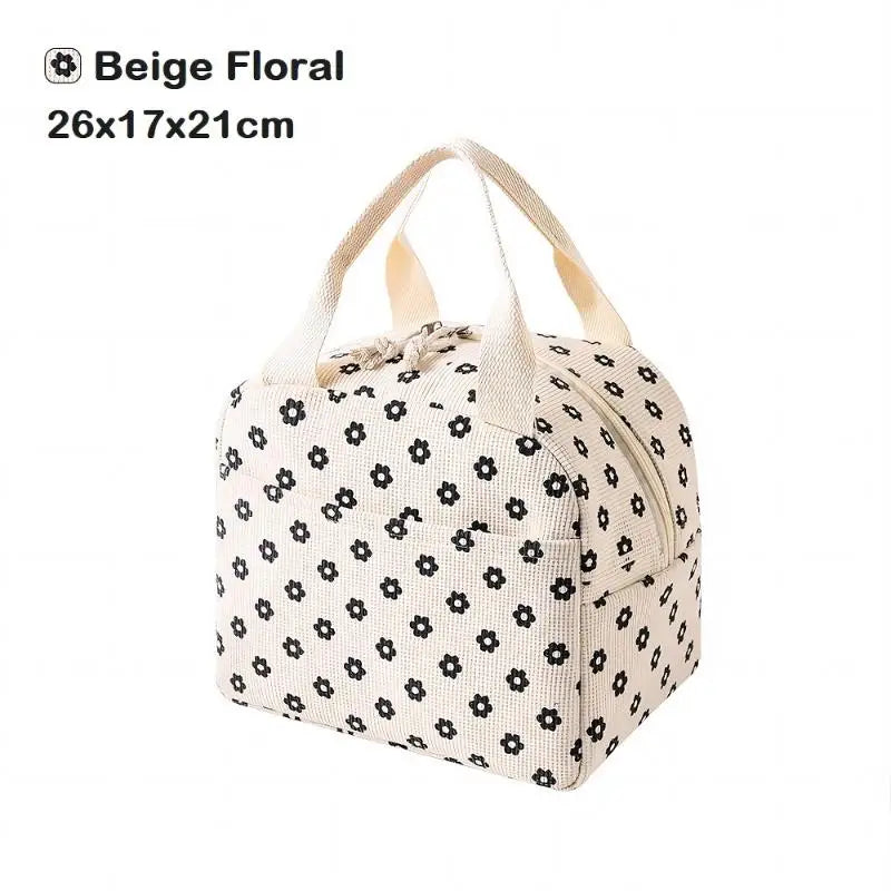 Vintage Corduroy Insulated Lunch Bag – Floral & Plaid
