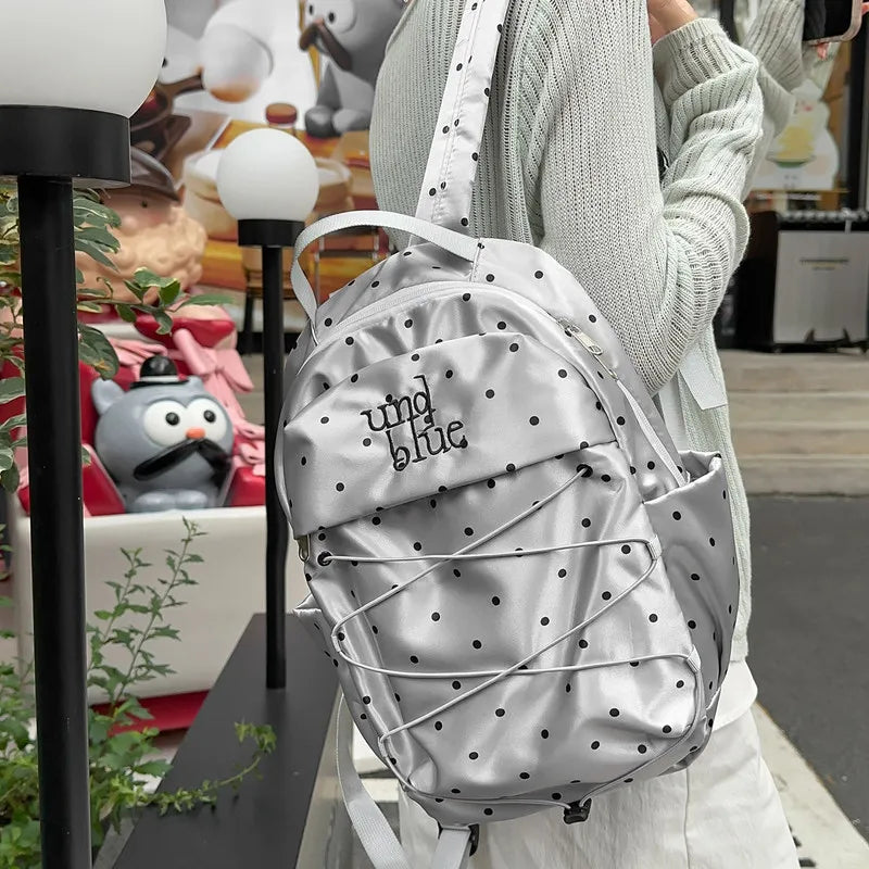 Korean Polka Dot Mini Backpack for Women – Stylish Commuter Bag