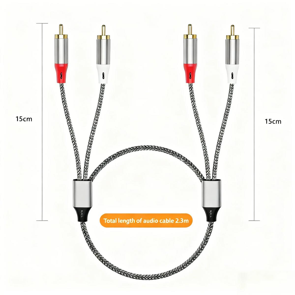 Double RCA Audio Cable – 2 Pairs for TV, Amplifier & Speaker
