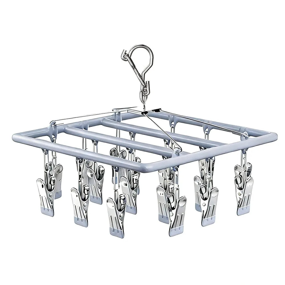 Stainless Steel Clothes Drying Rack 18/24 Non-Slip Clips