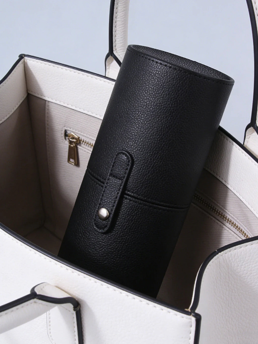 Litchi Leather Makeup Brush Holder – Large Cylinder Storage