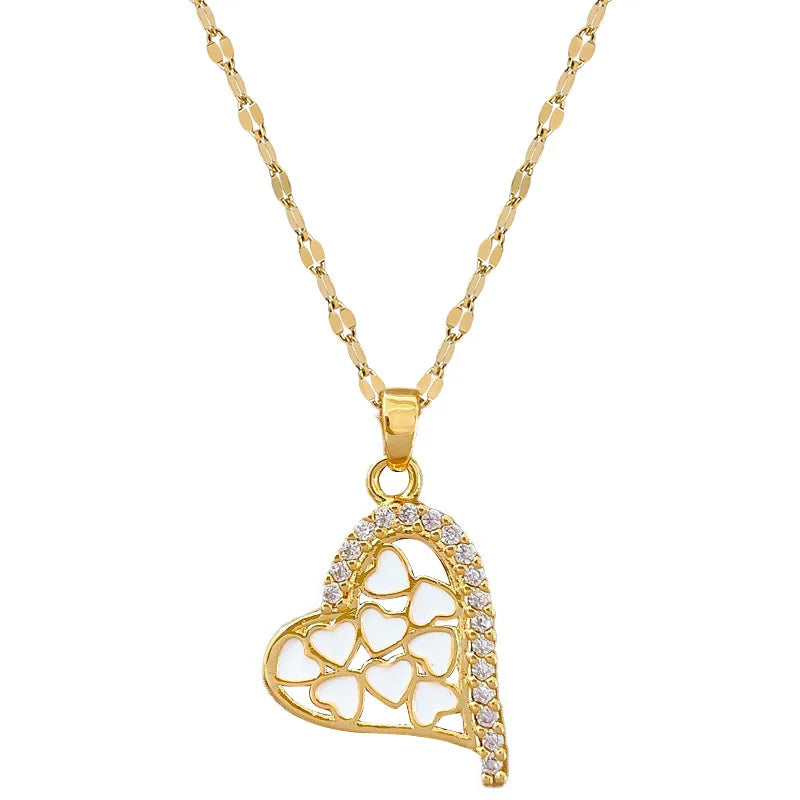 Women's Gold Heart Pendant Necklace – Stainless Steel Choker