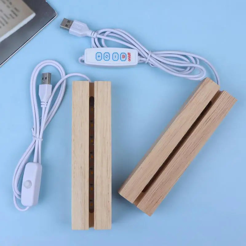 LED Wooden Night Light Base USB Powered for Glass & Resin Art