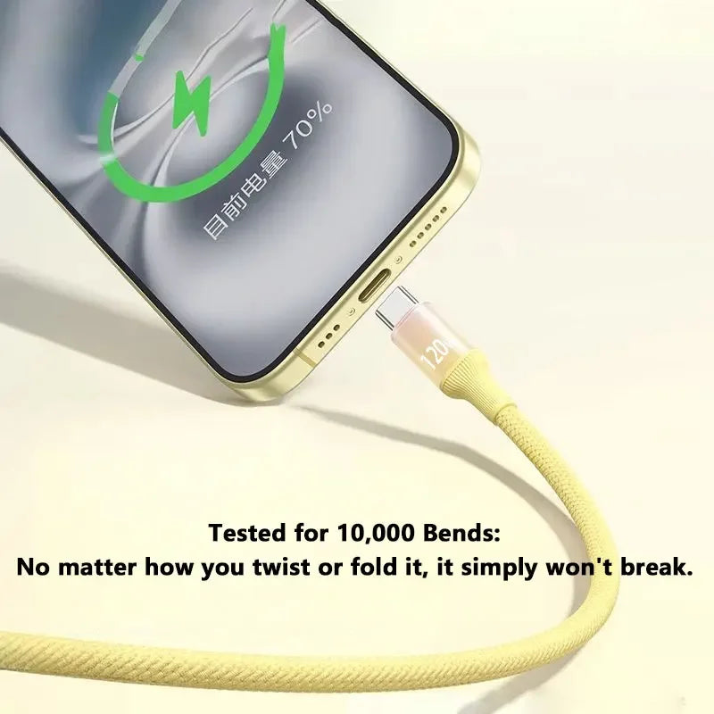 120W USB-C Fast Charging Nylon Braided Cable – Type-C