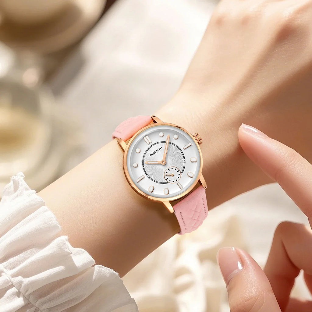 REBIRTH Retro Quartz Wristwatch Leather Band | Minimalist Dial
