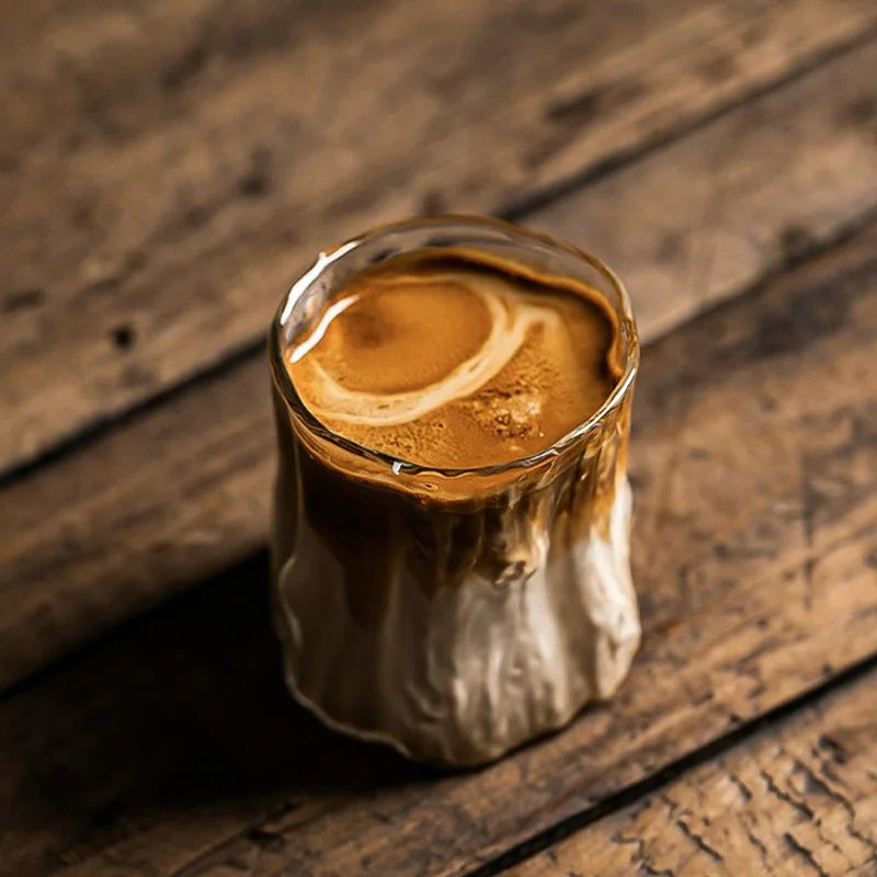 Vintage Bark Glass Coffee Cup 300ml | Borosilicate Latte Cup