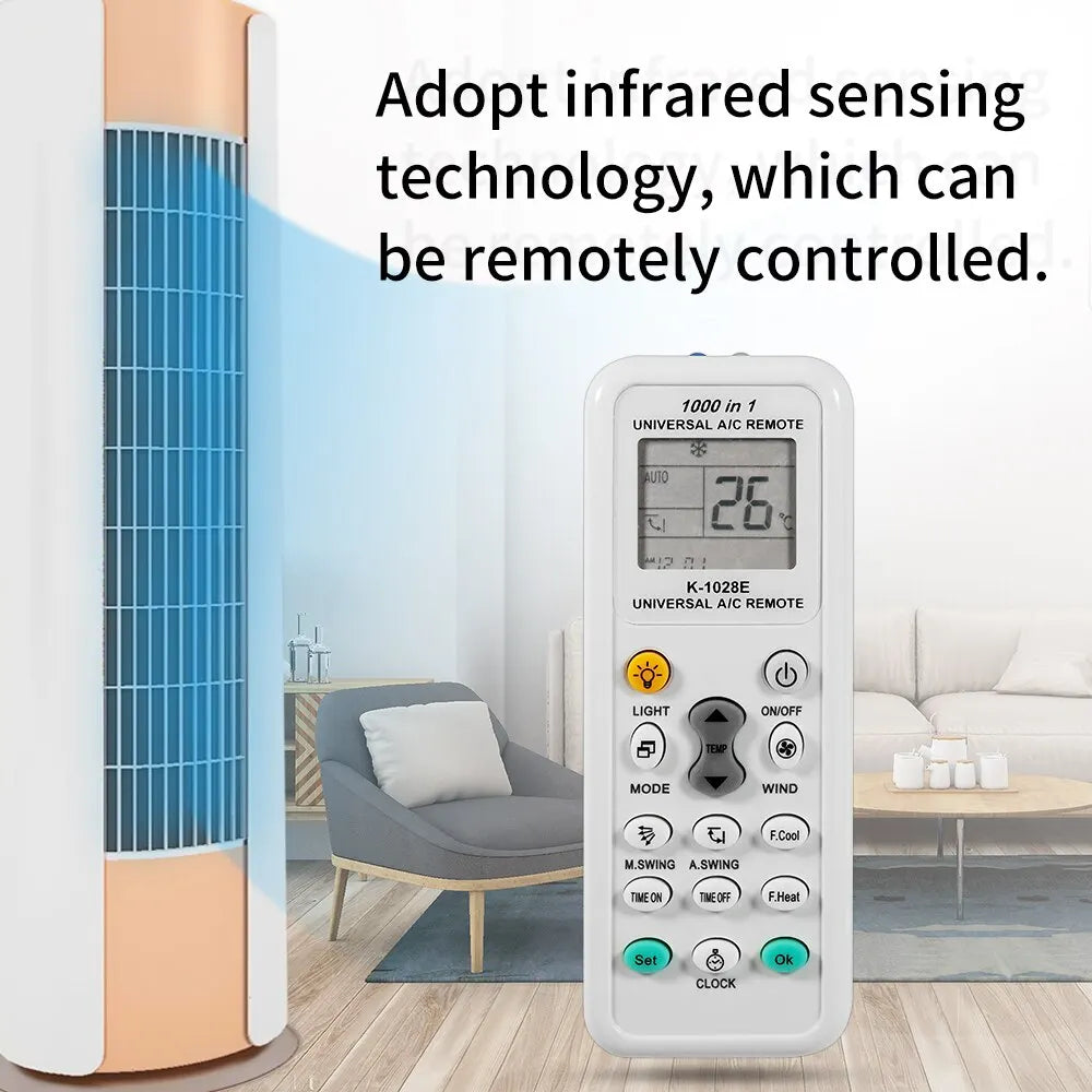 Universal AC Remote Control K-1028E | 1000-in-1 LCD Display
