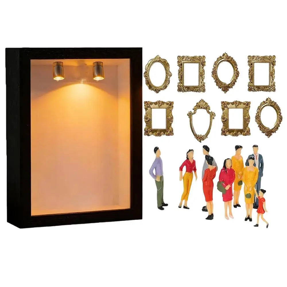 Wooden Miniature Museum Frame with Figurines | DIY Home Decor