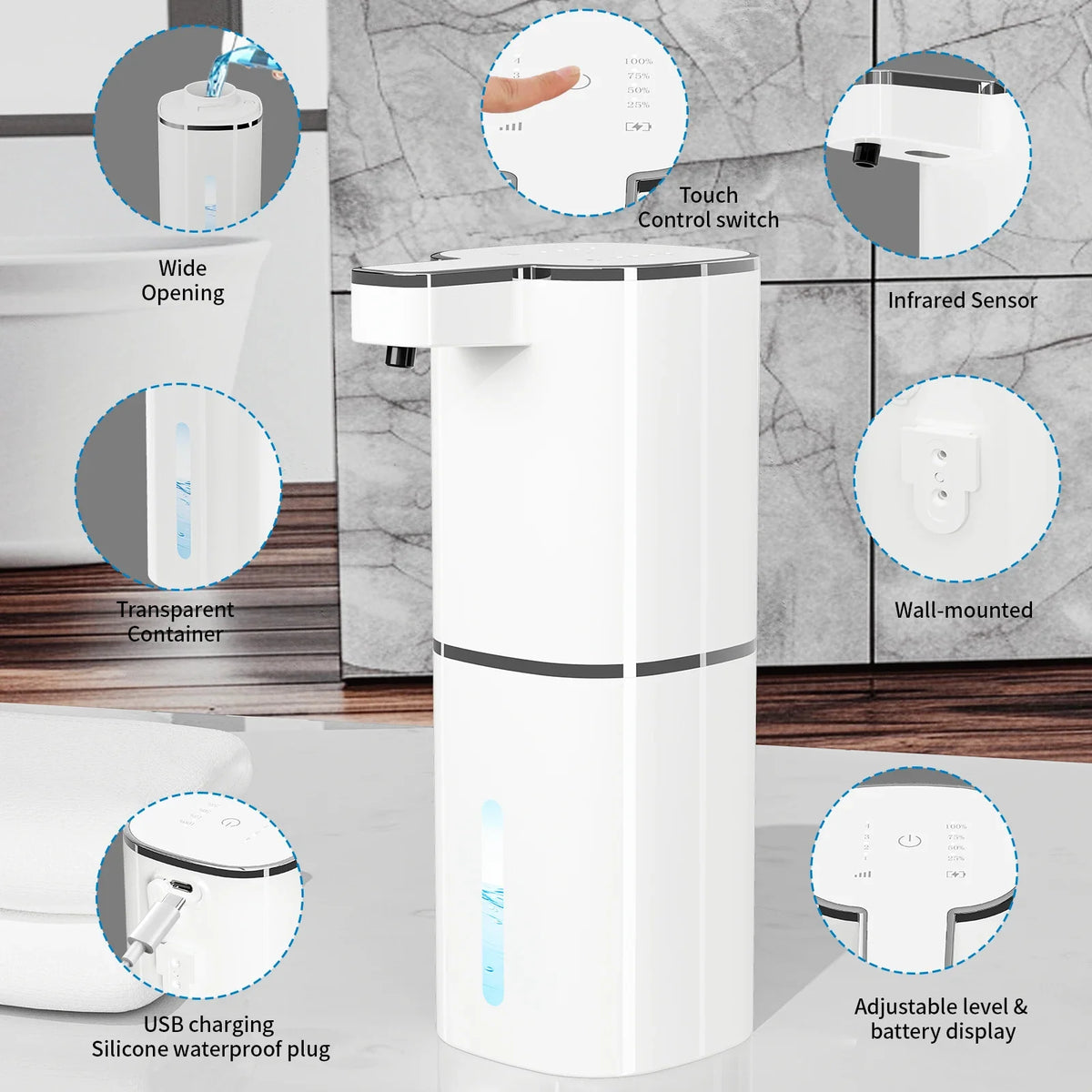 Touchless Wall-Mount Foam Soap Dispenser 420ml | Auto IR