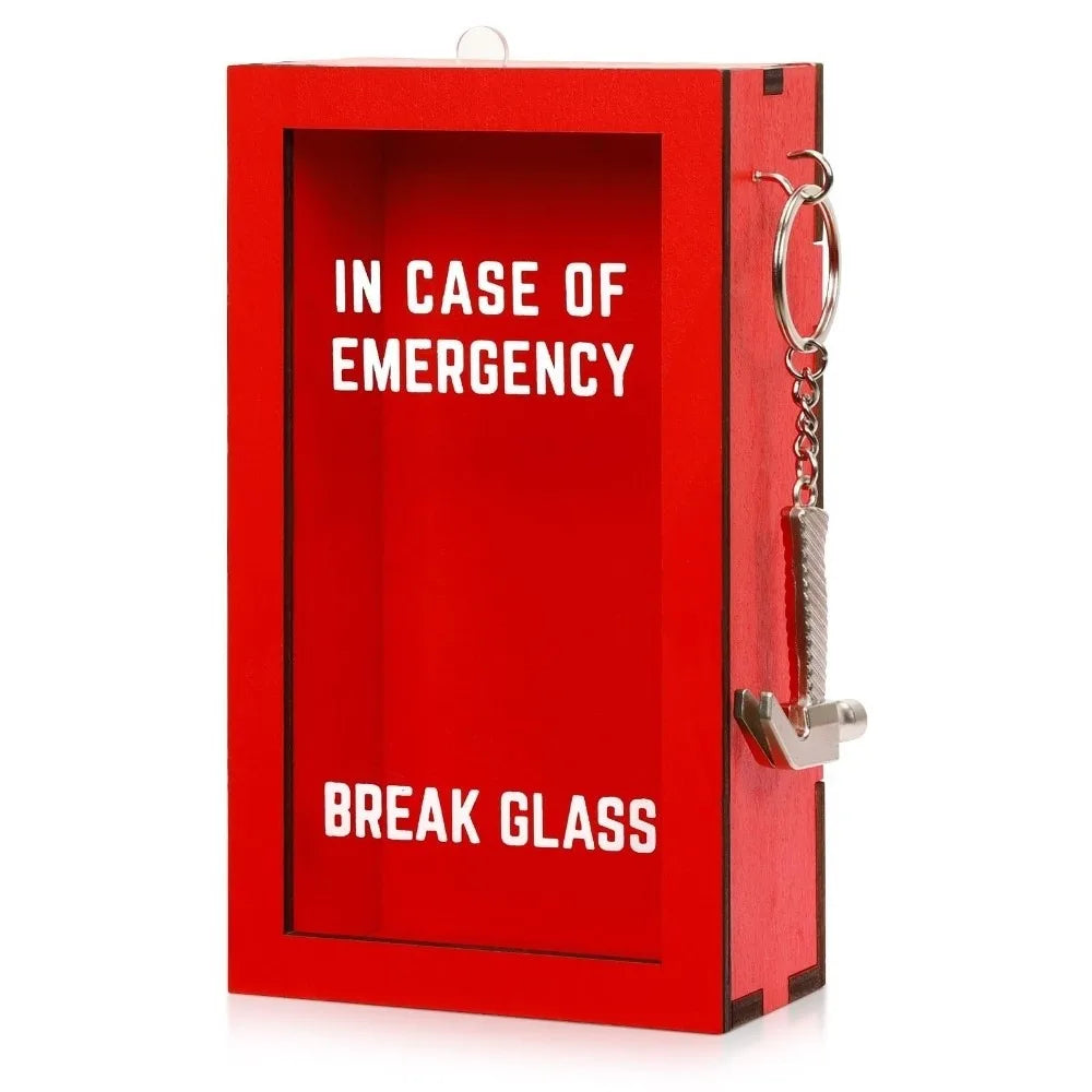 Break In Case of Emergency Wooden Gift Box with Hammer