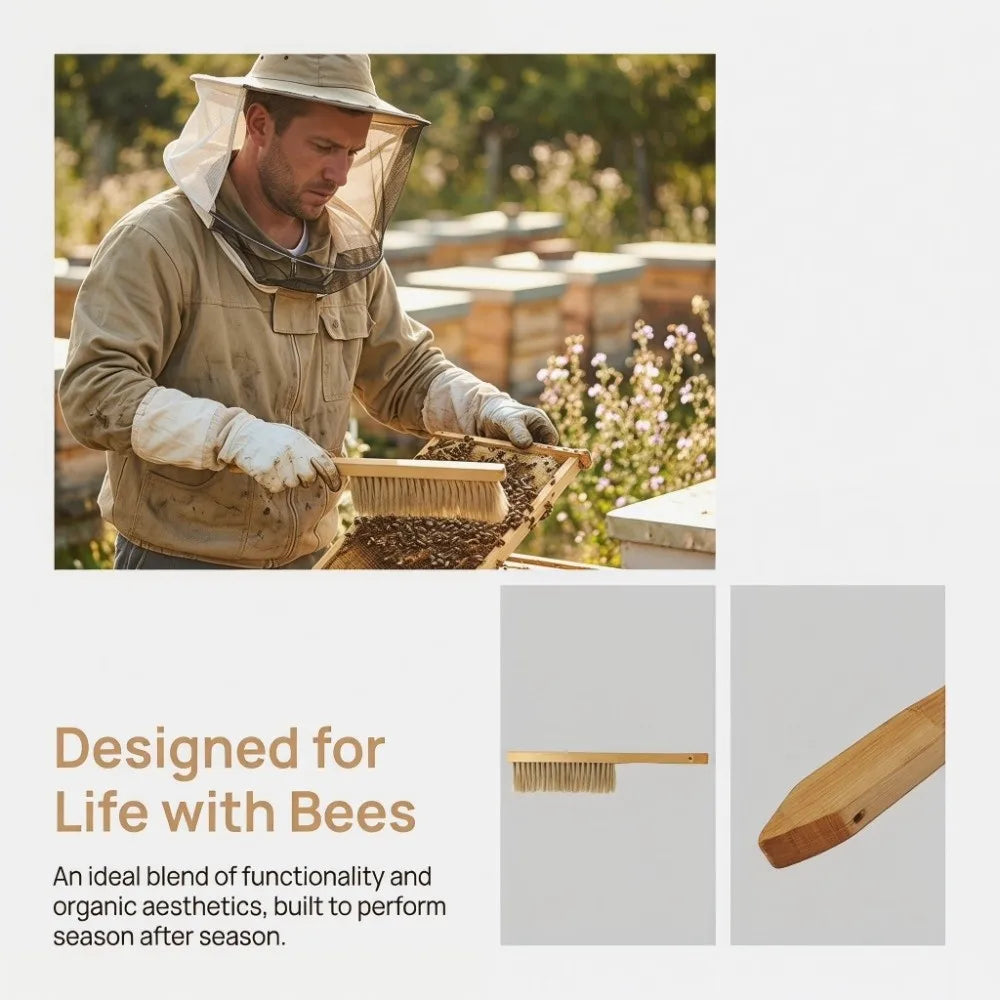 Wooden Handle Soft Bristle Bee Brush – Beekeeping Tool