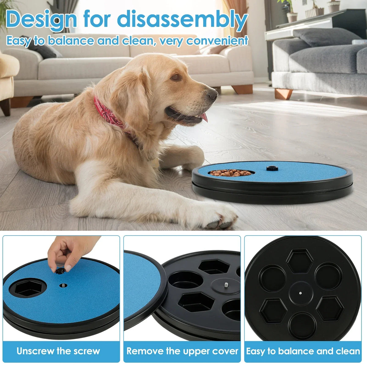 Rotatable Dog Nail Scratcher Board with 6 Food Compartments