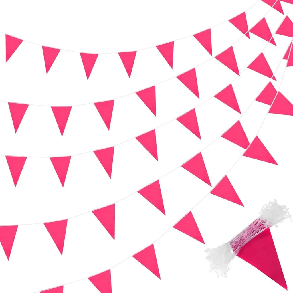 Rose Pink Pennant Banner 33ft DIY Bunting Flags | Party Decor