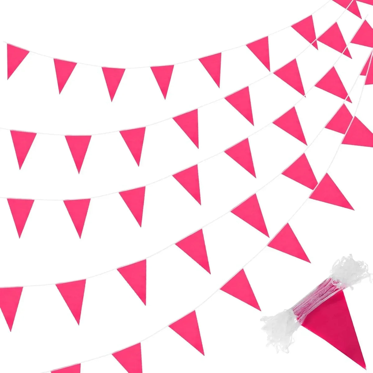 Rose Pink Pennant Banner 33ft DIY Bunting Flags | Party Decor