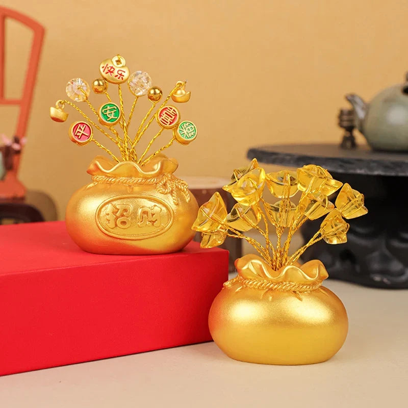 Feng Shui Money Tree Lucky Fortune Miniature Resin Ornament