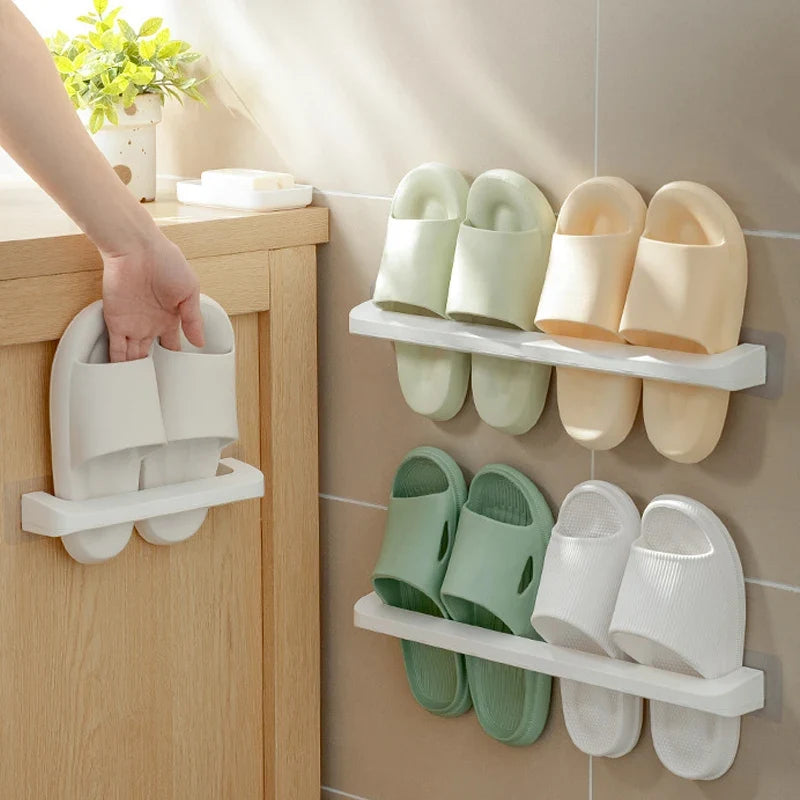 Wall Mounted Slipper Rack – No-Drill Shoe Organizer