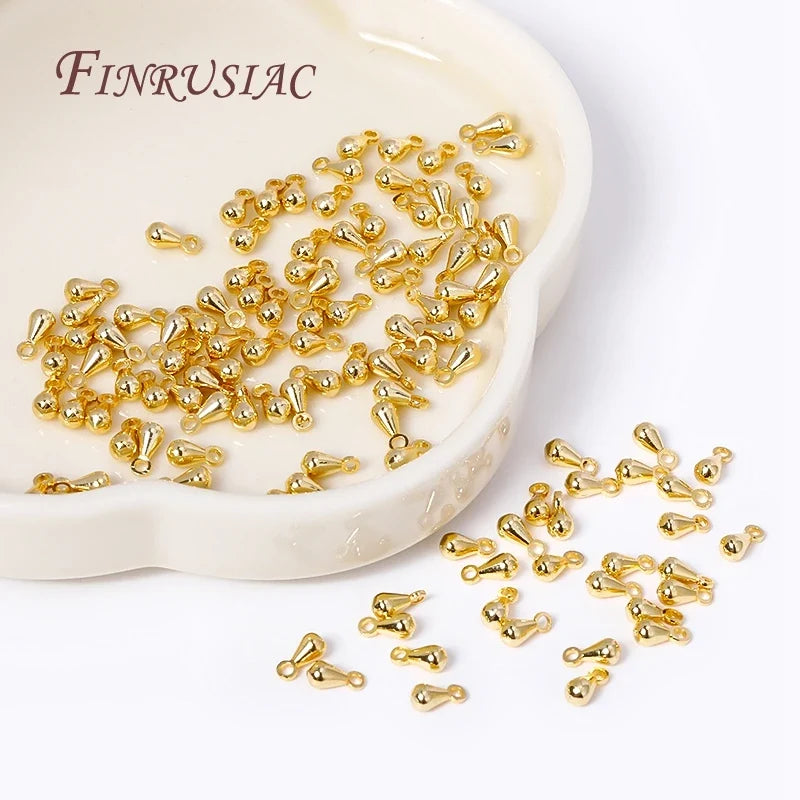 18K Gold Plated Water Drop Pendant End Beads | DIY Jewelry