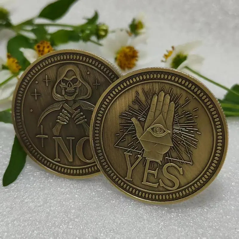 Vintage Yes/No Decision Coin – Antique Bronze Metal Collectible