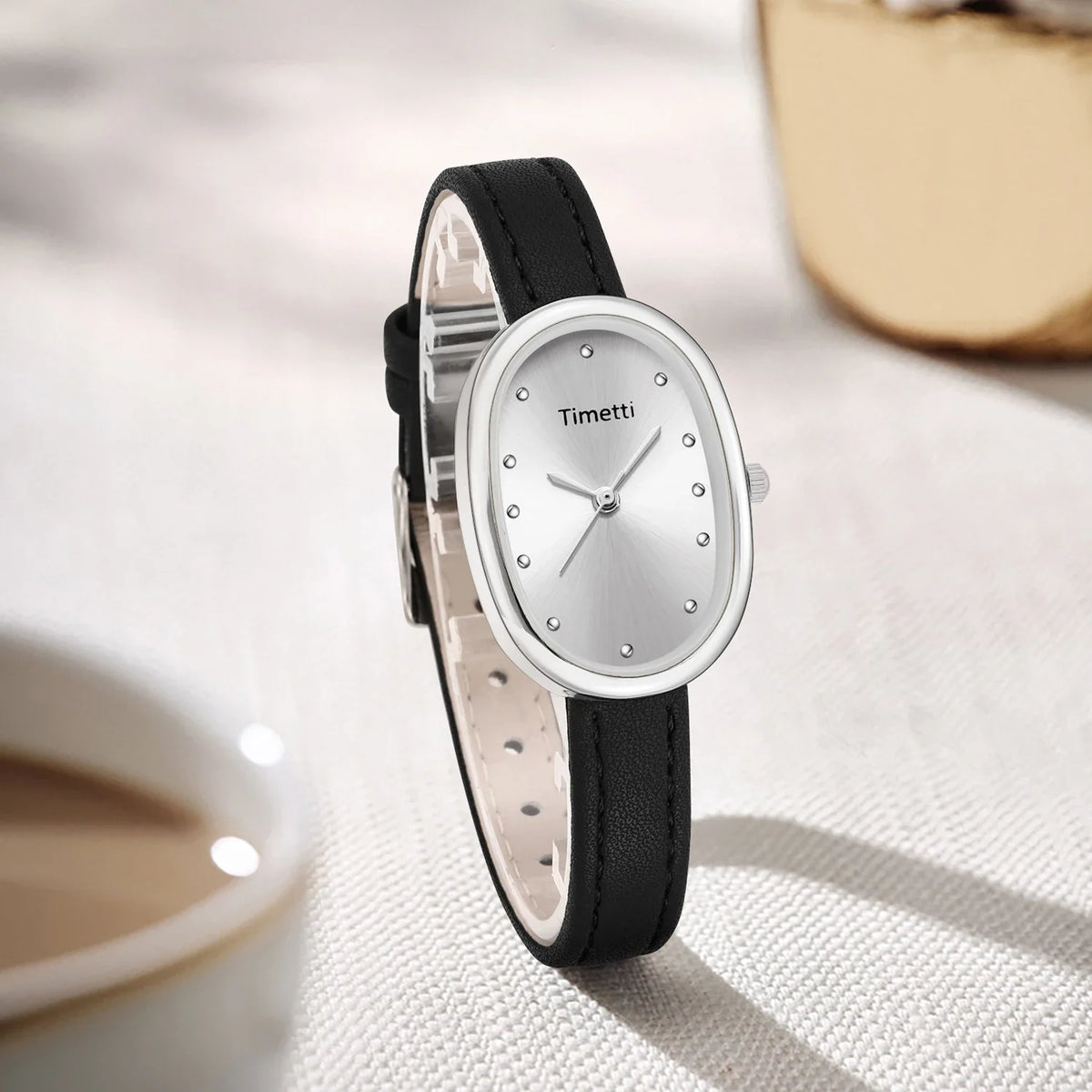 Timetti Women's Retro Square Quartz Watch | Leather Strap