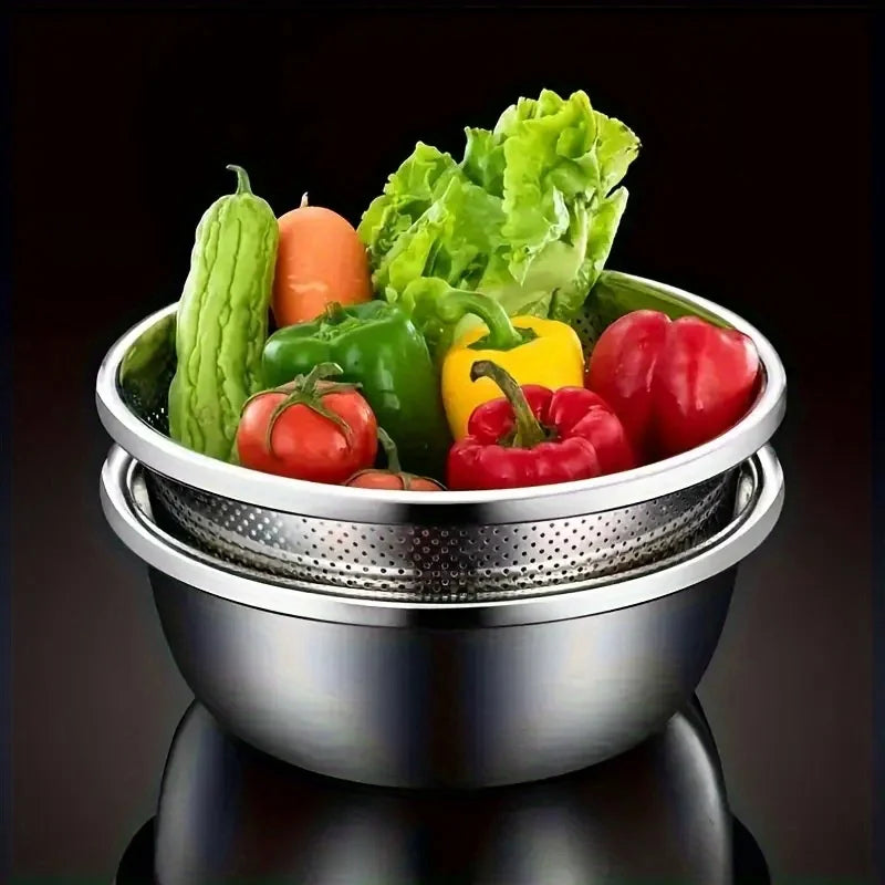 2-Piece Stainless Steel Colander & Mixing Bowl Set