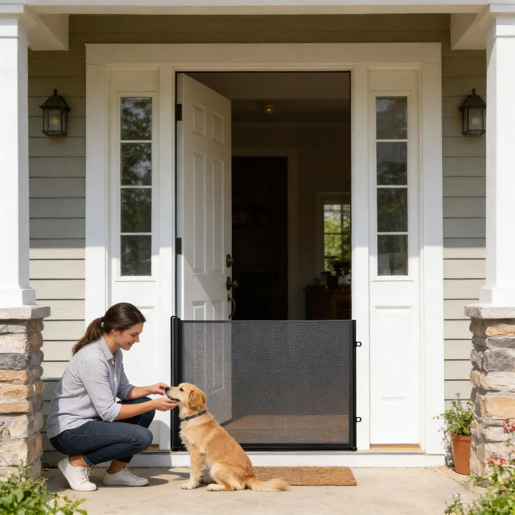 Retractable Dog Gate No Drill – Stairs, Doorways & Terraces