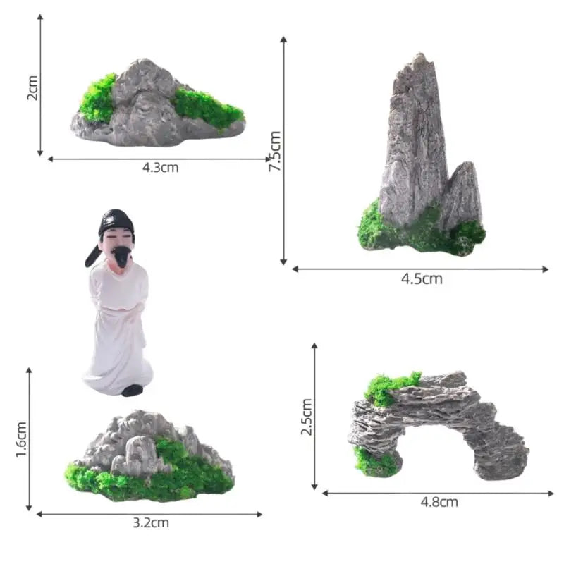 Miniature Mountain Stone Decor – Resin Bonsai Terrarium Ornament