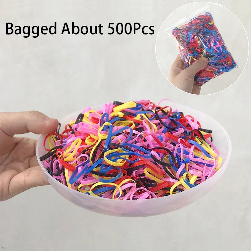 500pc Colorful Elastic Hair Bands Ponytail Holders for Women